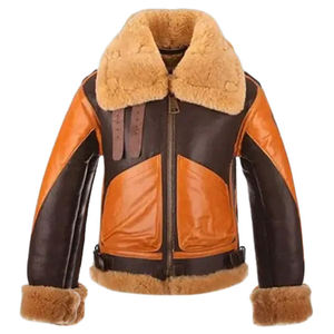 URBANGAZER Men's 100% Polyester Bomber <b>Jacket</b> Color Blocking Faux Fur Lining Windproof Breathable Thick Winter Moto Style - Product Image 1