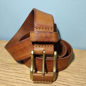 Ceintures en cuir véritable tendance, faites à la main, avec boucle en laiton de luxe, style campagnard, dernières nouveautés, pour hommes. - Product Image 2