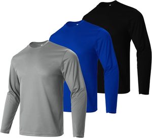 Camiseta de Manga Larga para Hombre, Cuello Redondo, Corte Ajustado, Secado Rápido, Color Sólido, Tejido de Punto, Ropa Casual, 100% Poliéster, Venta al Por Mayor, Entrega Rápida, ODM - Product Image 6