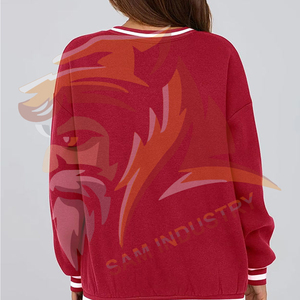 Sweat-shirt en molleton surdimensionné pour femme de haute qualité, broderie personnalisée, col rond, épaules tombantes - Product Image 4
