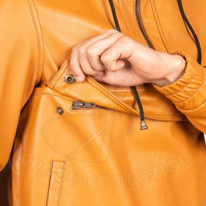 Chaqueta de Cuero con Capucha para Hombre, Ecológica, Transpirable, Estilo Moderno, Cuero Suave, Ropa de Invierno para Uso Urbano y Casual, Personalizable - Product Image 4