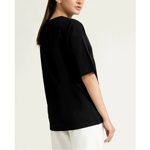 T-shirt uni à manches courtes pour femme, été 2024, t-shirt ajusté, confortable, respirant, de bonne qualité, en polyester uni - Product Image 6