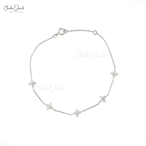 Bracelet délicat en or blanc 14 carats, 1,80 mm, avec diamants certifiés IGI, idéal pour les soirées, en promotion - Product Image 1