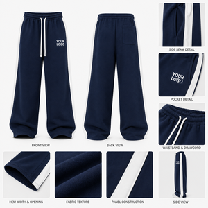 Cold Weather 400 GSM Polyester Fleece Men's Loose Fit Baggy Sweatpants Custom Logo Embroidery High Elastic Waist Wholesale - Product Image 4