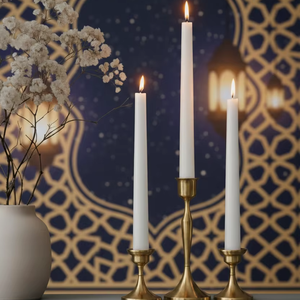 Ensemble de bougies blanches coniques pour le Ramadan – Décoration de table festive islamique - Product Image 1