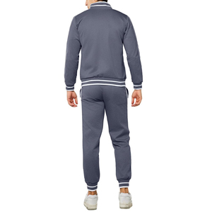 <span class=keywords><strong>Tuta</strong></span> sportiva da uomo grigia a righe con colletto alto, giacca con zip e <span class=keywords><strong>pantaloni</strong></span> della <span class=keywords><strong>tuta</strong></span>, completo sportivo due pezzi - Product Image 4