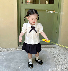 Ensembles de vêtements pour enfants de haute qualité, garçons et filles, style uniforme scolaire tendance, ensembles de vêtements pour tout-petits, 2 pièces, noir et blanc - Product Image 2