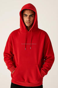 Sudadera con Capucha Roja Sólida para Hombre, Deportiva, Otoño Invierno, Cálida, Transpirable, de Secado Rápido, para Usar en Capas, Ropa de Calle de Temporada, 100% Algodón - Product Image 5