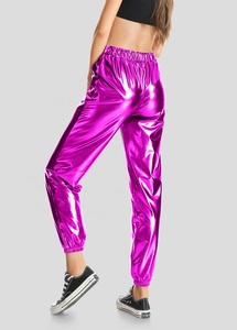 Women Metallic Shiny Leggings Faux Leather Mid Waist Ankle Length Pants Sexy Bright Sequin Pants Shining Fitness Legging - Product Image 2