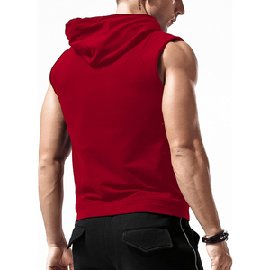 <b>Sleeveless</b> Solid Zipper Winter Workout Gym <b>Hoodie</b> for Men Athletic Bodybuilding Muscle Shirt - Product Image 2