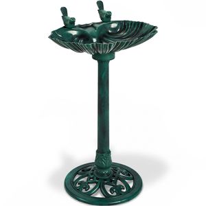 Vasca per Uccelli in Resina Verde Scuro 50*36*81cm con Fontana Solare 1.4W e Bordo a Conchiglia per il Birdwatching in Giardino - Product Image 3