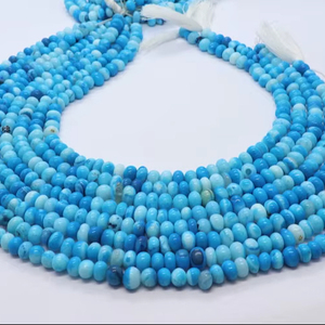 Cuentas de ópalo azul pizarra con puntos, forma redonda lisa, 6-7 mm, ópalo azul degradado, cuentas redondas lisas para la fabricación de joyas, venta al por mayor - Product Image 1