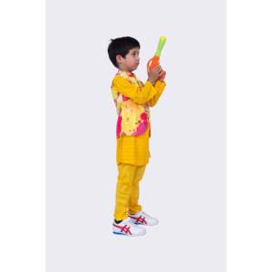 Ensemble Kurta-Pyjama-Jacke en coton imprimé intégral pour homme, multicolore, manches longues - Product Image 4