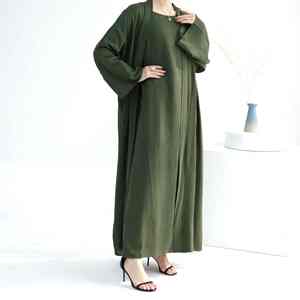 Elegante Abaya Moderna Color Moca para Mujer, Estilo Dubái, Vestido Largo Informal Islámico Modesto, Cuello Barco, Manga Larga, Transpirable - Product Image 1