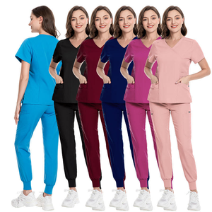 Women <b>Scrub</b> <b>Tops</b> V-Neck Short Sleeve With Pockets Cotton Polyester Woven Hospital Uniforms For Medical Use - Product Image 6