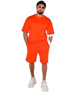 Logo personnalisé Ensemble T-shirt et short pour hommes Vêtements d'été Ensemble short 2 pièces pour hommes Ensemble t-shirt avec short assorti Couleur contrastée - Product Image 2
