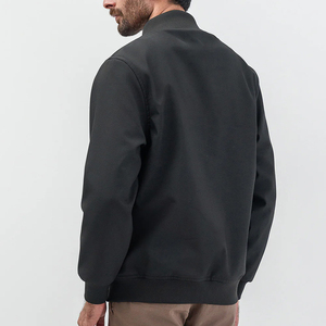 Men's Black Bomber <b>Jacket</b> Polyester Shell Zipper Closure Stand Collar Casual Autumn Wear Regular Fit Windproof <b>Fleece</b> <b>Lining</b> - Product Image 5
