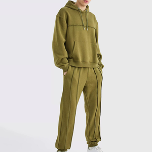 Conjunto Deportivo CRESTLINE INDUSTRY Unisex, Color Verde Oliva, con Capucha, de Poliéster/Algodón, Felpa, Manga Larga, Corte Holgado, Informal, Color Sólido - Product Image 2