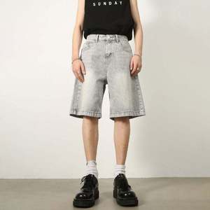 Shorts en jean pour hommes, design unique, vente chaude, avec poches latérales, décontractés, pour l'été, de haute qualité, longueur genou. - Product Image 5