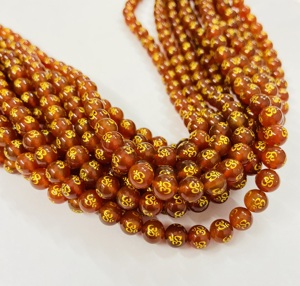 Rare Gems Factory <b>Red</b> Om Mani Round Stone <b>Beads</b> Strands 15.5" Third Party Certified From Rajasthan for Jewelry Making - Product Image 6