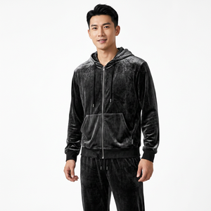 Conjunto Deportivo Unisex Negro, Chaqueta con Capucha y Cremallera, Pantalones Deportivos con Cintura Elástica, Manga Larga, Ropa Casual de Invierno - Product Image 4