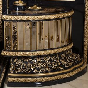 Hot Sale Traditional Luxury Royal Black <b>Gold</b> Curved Bedroom Set Tufted Mahogany Velvet Upholstered <b>Bed</b> <b>Frame</b> Hand Carved Solid - Product Image 6