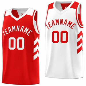 Ensemble de maillots de basket personnalisés sublimés, col en V, sans manches, unisexe, séchage rapide, pour adultes, toutes saisons, imprimé géométrique blanc - Product Image 6