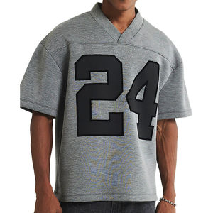 T-shirts pour hommes de qualité supérieure personnalisés, surdimensionnés, col en V, logo personnalisé, 100% coton tricoté, service OEM - Product Image 1