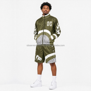 Windbreaker <b>Set</b> Polyester Sublimation Windbreaker Short <b>Set</b> Fashion Style Nylon Streetwear Sublimation Windbreaker <b>Set</b> - Product Image 1