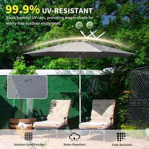 Ombrellone da Patio 10FT con Manovella e Pulsante di Inclinazione, Protezione UV, Impermeabile, per Esterni, con Base - Product Image 2