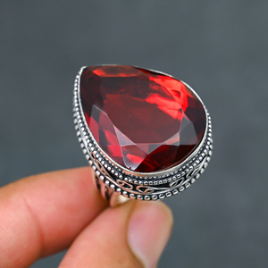 Magnifique Bague Tendance Moderne en Grenat Rouge, en Argent Sterling 925 Massif, Bijoux Faits Main, Vente en Gros Direct Usine - Product Image 2