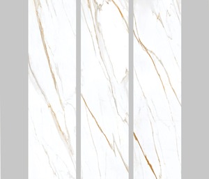 Calacatta Luce แผ่นพอร์ซเลนขัดเงาสีทองพื้นผิวหินอ่อนหรูหราสำหรับการตกแต่งภายในที่หรูหรา - Product Image 2