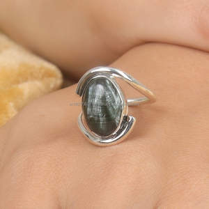 Anillo de plata hecho a mano más vendido, Plata de Ley 925, anillo de piedras preciosas vibrante para mujer, anillos de piedras preciosas naturales de plata de ley - Product Image 2