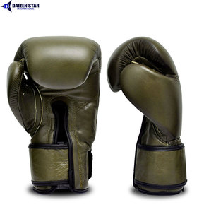 Gants de boxe en cuir vert olive Daizen 16oz à lacets avec sangle de poignet réglable pour adultes, équipement d'entraînement - Product Image 6