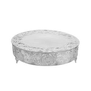 Support à gâteau en bois à motif gaufré, bord lisse, style moderne antique, fait main, pour service traiteur, arrangement de desserts et pâtisseries - Product Image 2