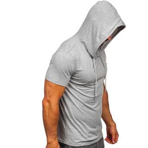 Camiseta con Capucha de Manga Corta para Hombre, Personalizada con Logotipo Bordado, de Alto Rendimiento, en Poliéster/Algodón, Talla Grande, Transpirable, Color Sólido - Product Image 6