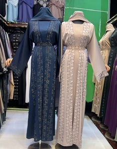 Summer Selling <b>Abaya</b> Modest Dubai Beaded Sequined Long Sleeve <b>Abaya</b> Muslim Traditional Handmade Wedding Women Breathable V Neck - Product Image 4