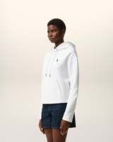 Sudadera Corta Unisex Blanca, Corte Holgado, Algodón French Terry, Logotipo de Corazón Bordado en la Parte Delantera, Informal, Verano, Alta Calidad