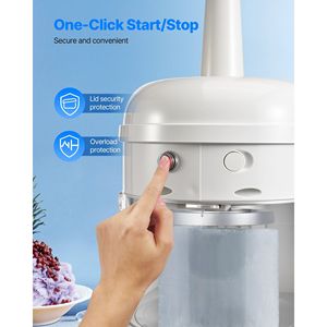 Macchina Tritaghiaccio Elettrica Commerciale 250W 1500RPM, Produzione 220 libbre/ora, Modello da Tavolo per Ghiaccio Tritato e Coni di Neve - Product Image 5