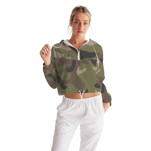 New Streetwear Fashion <b>Camo</b> Women's Cropped Windbreaker Hoodie Custom Logo Outerwear Half Zipper Winter Sports Harajuku <b>Jackets</b> - Product Image 4