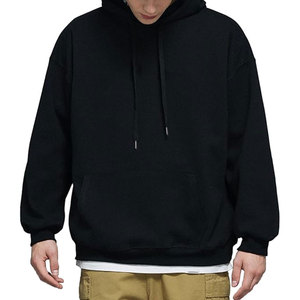 Sweat à capuche en coton épais pour homme, sans cordon, coupe oversize, en molleton bouclette, uni, décontracté avec poche 2026 - Product Image 4