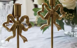 Trendy Pink <b>Bow</b> Metal Taper Candle <b>Holder</b> Set – Custom Wholesale Coquette Candle Stand for Home & Tabletop - Product Image 5