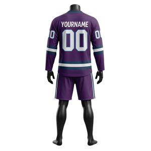 Conjunto de Jersey y Pantalones Cortos Deportivos Sublimados en Morado para Hombre, Cuello en V, Rayas, Poliéster, Uniforme Deportivo, Ropa de Entrenamiento, Ropa Deportiva para Equipos - Product Image 2