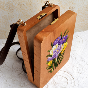 Elegante Bolso de Mano de Madera con Bordado de Mosaico y Cadena, para Bodas, Fiestas, Eventos Nocturnos, Estilo Vintage, Bolso de Moda - Product Image 1