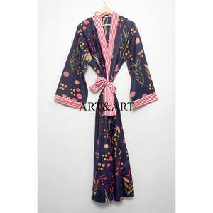 Wholesale Women's 100% Cotton Kimono Free Size Breathable Floral Spring Summer Autumn <b>Swim</b> Wear Bridesmaid <b>Robe</b> Elegant - Product Image 1