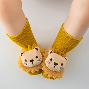 Lindos Calcetines de Bebé con Diseño de Cara de León 3D, de Algodón Amarillo, Tejidos, Antideslizantes, con Diseño de Dibujos Animados, para Otoño, de 0.5 a 3 Años - Product Image 1