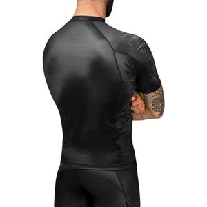 Camiseta de compresión Rash Guard de manga corta personalizada para hombre, para MMA, BJJ, de secado rápido, para fitness, gimnasio, entrenamiento, capa base atlética. - Product Image 3