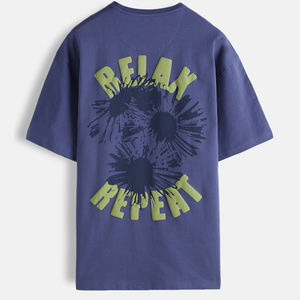 Camiseta Casual Personalizada con Estampado Puff y Lavado Ácido, 100% Algodón Jersey, Hombro Caído, Secado Rápido, Para Venta al Por Mayor - Product Image 2