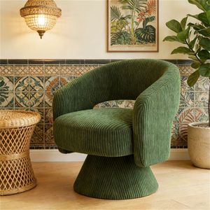 Poltrona Girevole Moderna Verde per Soggiorno o Sala da Pranzo - Product Image 1