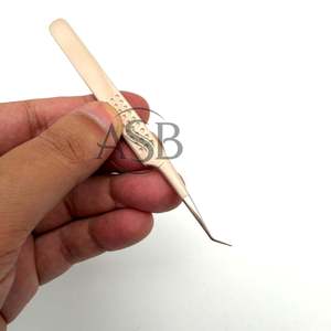 แหนบต่อขนตาปลายโค้ง 45 องศา ด้ามจับลายจุด สแตนเลสสตีล รับสกรีนโลโก้ตามสั่ง - Product Image 5